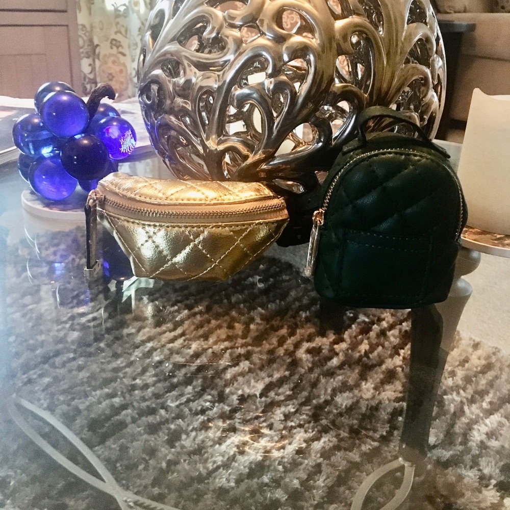 Mini Quilted Wrist Wristlet Hunter Green and Gold NWOT!